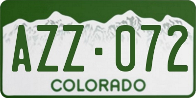 CO license plate AZZ072