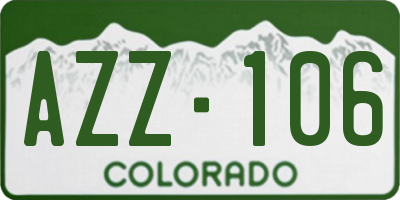 CO license plate AZZ106