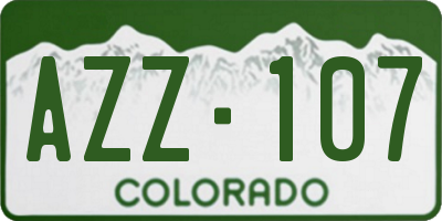 CO license plate AZZ107