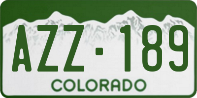 CO license plate AZZ189