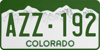 CO license plate AZZ192