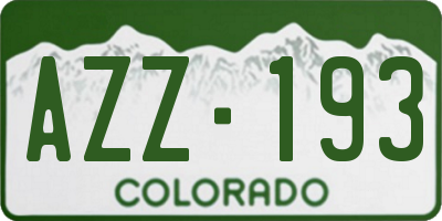 CO license plate AZZ193