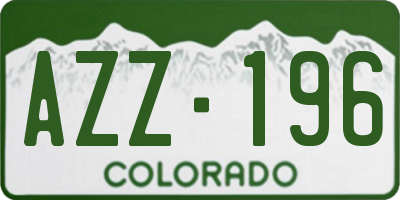 CO license plate AZZ196