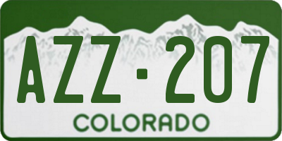CO license plate AZZ207