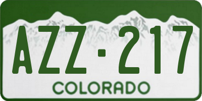 CO license plate AZZ217