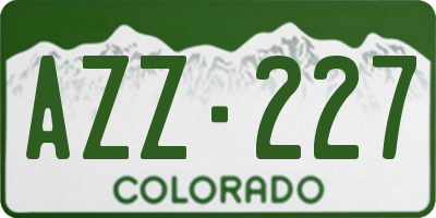 CO license plate AZZ227