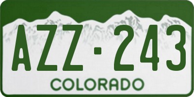 CO license plate AZZ243