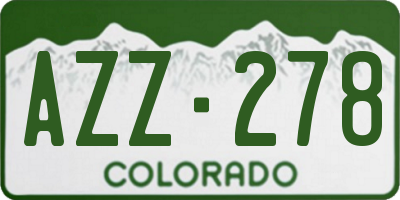 CO license plate AZZ278