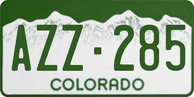 CO license plate AZZ285