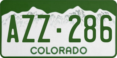 CO license plate AZZ286