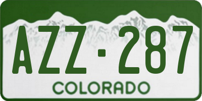 CO license plate AZZ287