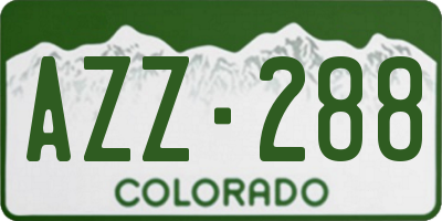 CO license plate AZZ288