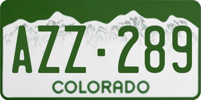 CO license plate AZZ289