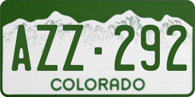 CO license plate AZZ292