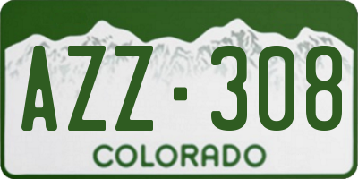 CO license plate AZZ308