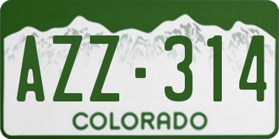 CO license plate AZZ314