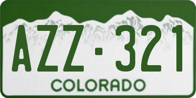 CO license plate AZZ321