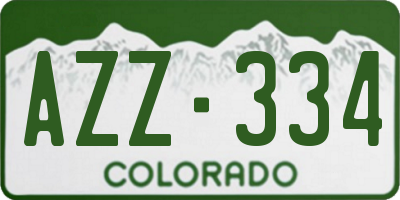 CO license plate AZZ334