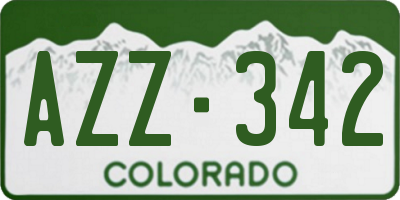 CO license plate AZZ342