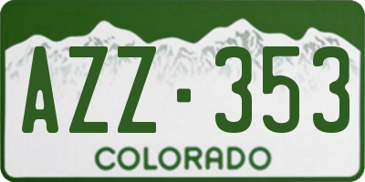 CO license plate AZZ353