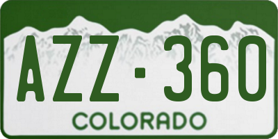 CO license plate AZZ360