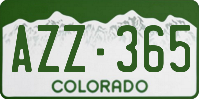 CO license plate AZZ365