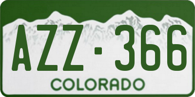 CO license plate AZZ366