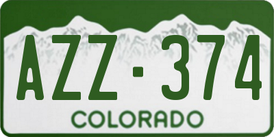 CO license plate AZZ374