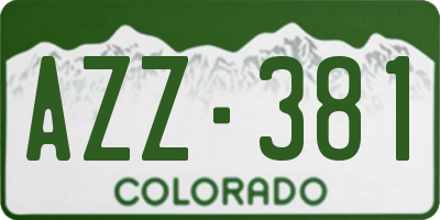 CO license plate AZZ381