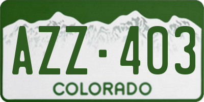 CO license plate AZZ403