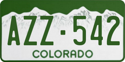 CO license plate AZZ542