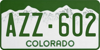 CO license plate AZZ602