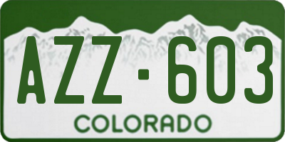 CO license plate AZZ603