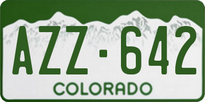 CO license plate AZZ642