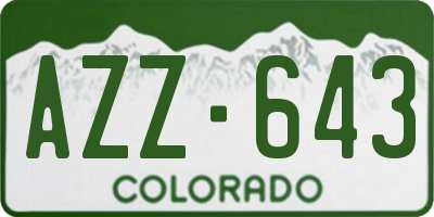 CO license plate AZZ643