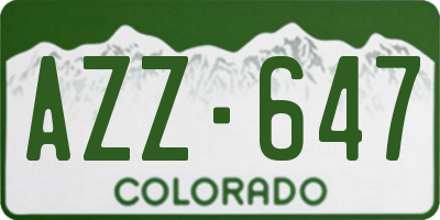 CO license plate AZZ647