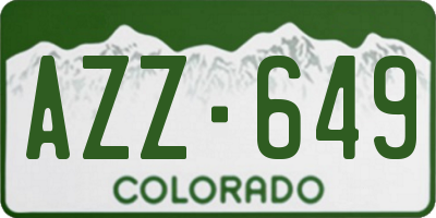 CO license plate AZZ649