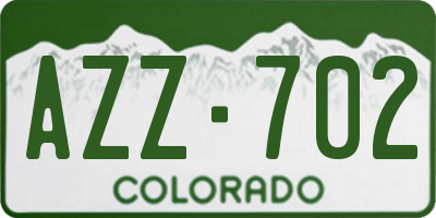 CO license plate AZZ702