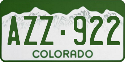 CO license plate AZZ922