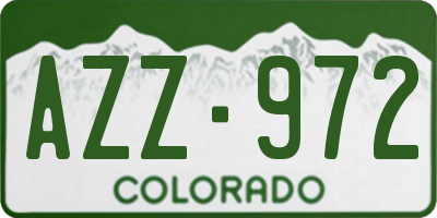 CO license plate AZZ972