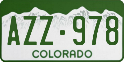 CO license plate AZZ978