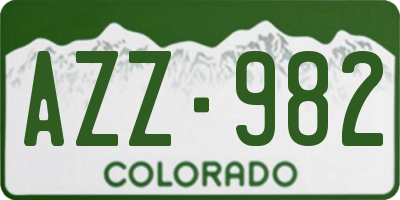 CO license plate AZZ982