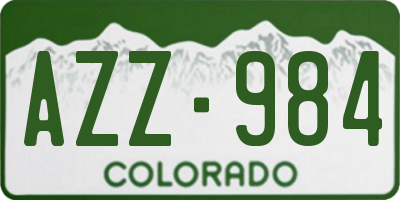 CO license plate AZZ984