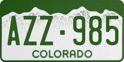 CO license plate AZZ985