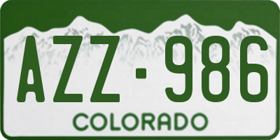 CO license plate AZZ986