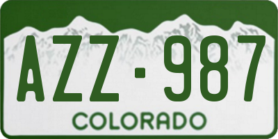 CO license plate AZZ987