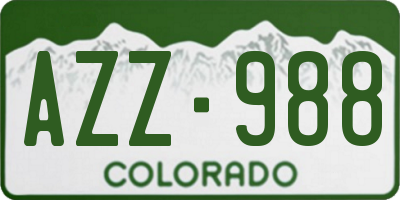 CO license plate AZZ988