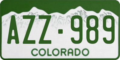 CO license plate AZZ989