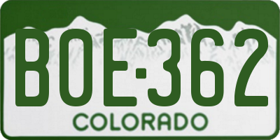 CO license plate B0E362