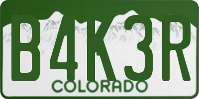 CO license plate B4K3R